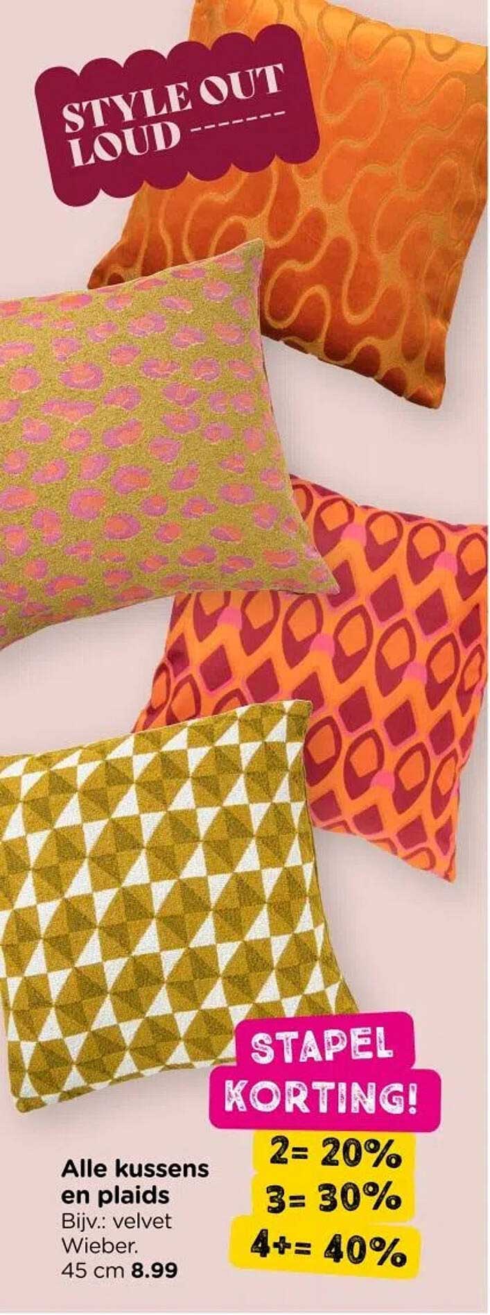 Alle kussen en plaids Bijv.: velvet Wieber. 45 cm 8.99