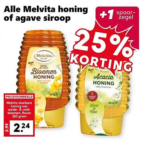 Alle Melvita honing of agave siroop