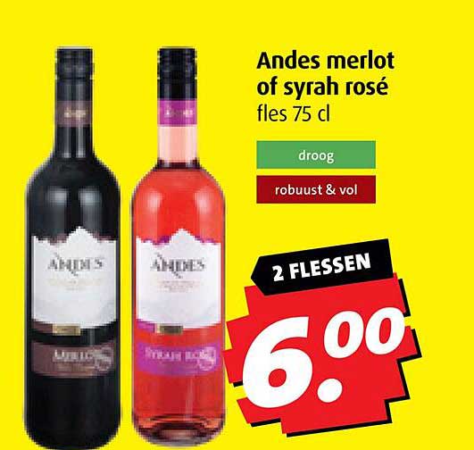 Andes merlot of syrah rosé fles 75 cl
