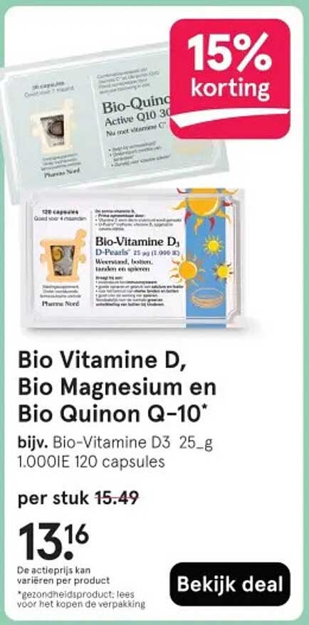 Bio Vitamine D, Bio Magnesium en Bio Quinon Q-10*