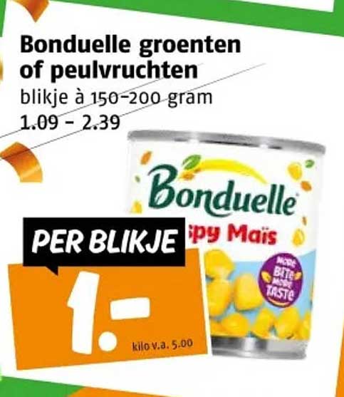 Bonduelle groenten of peulvruchten blijkje à 150-200 gram
