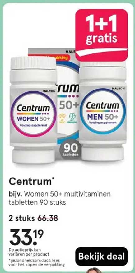 Centrum* bijv. Women 50+ multivitaminen tabletten 90 stuks