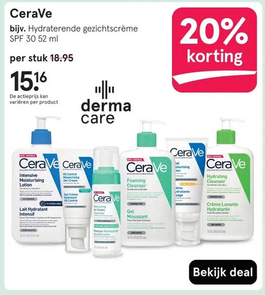 CeraVe bijv. Hydraterende gezichtscrème SPF 30 52 ml