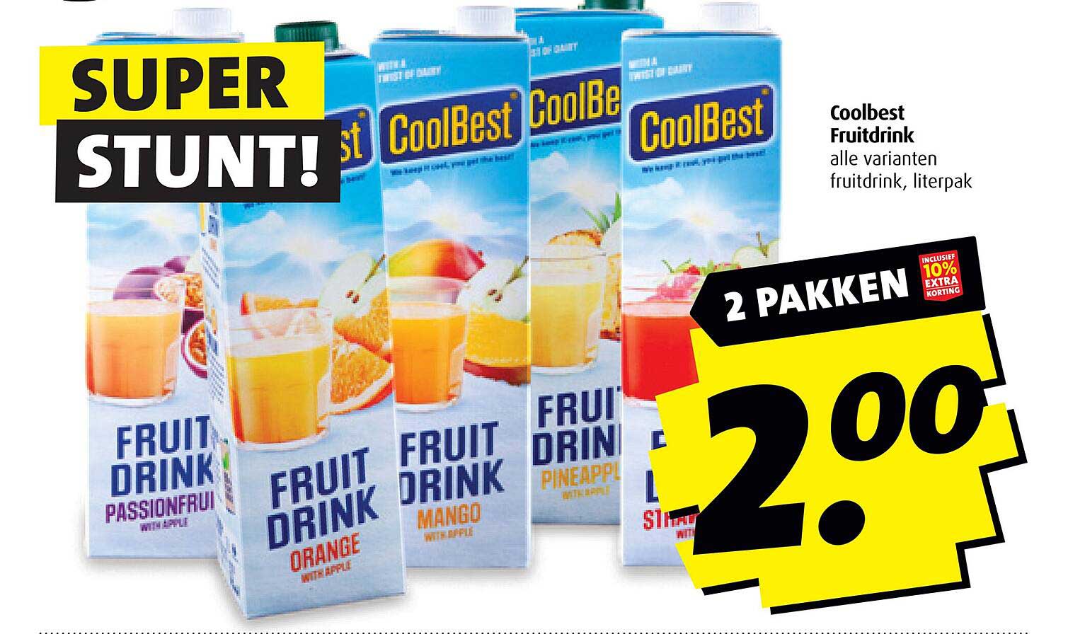 Coolbest Fruitdrink alle varianten fruitdrink, literpak