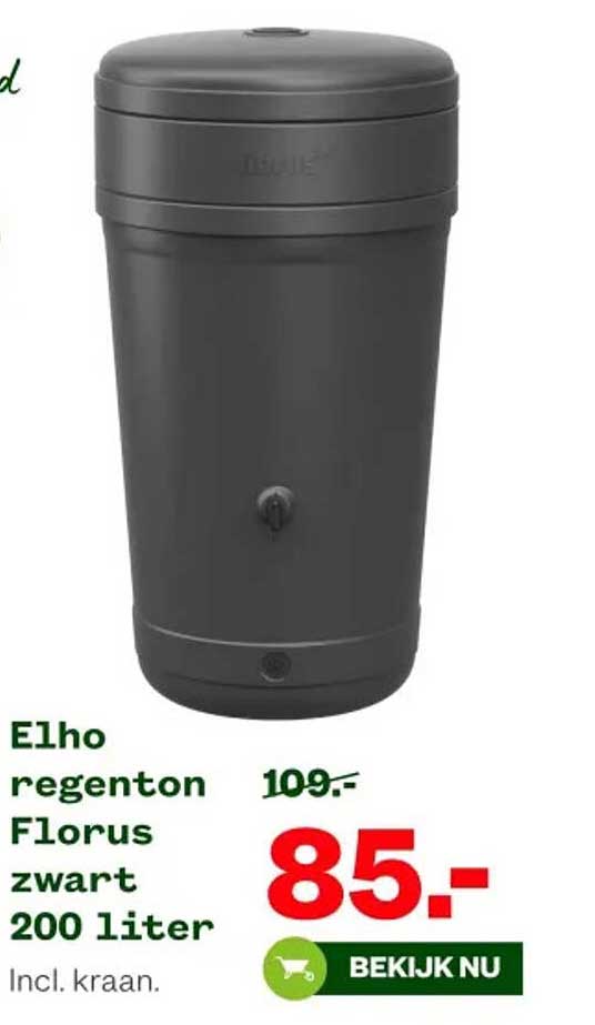 Elho regenton Florus zwart 200 liter