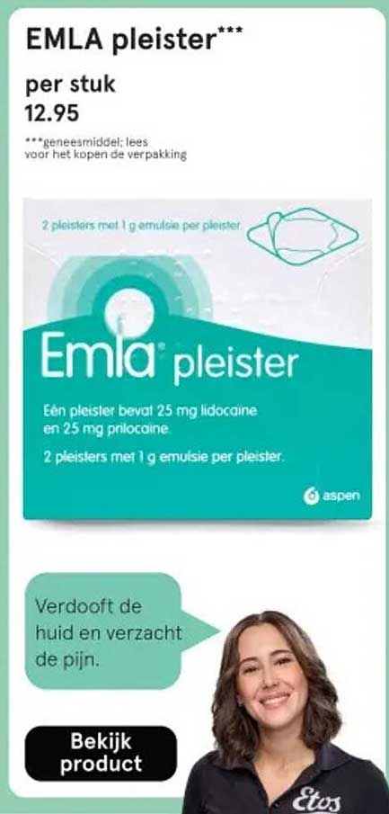 EMLA pleister*** per stuk 12.95