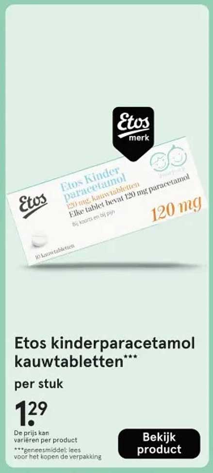 Etos kinderparacetamol kauwtabletten***