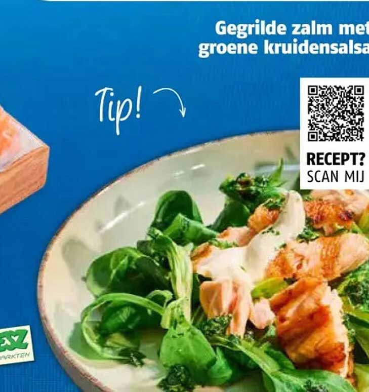 Gegrilde zalm met groene kruidenalsalsa