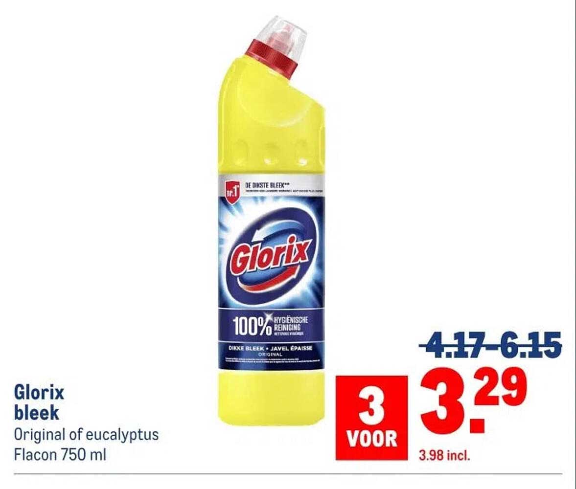 Glorix bleek Original of eucalyptus Flacon 750 ml