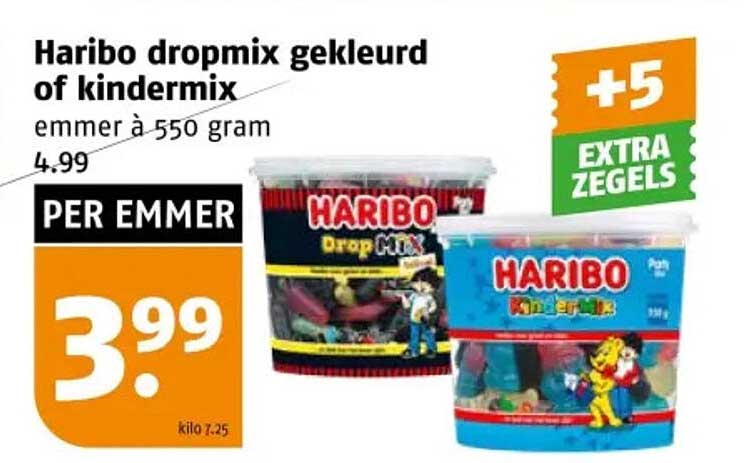 Haribo dropmix gekleurd of kindermix