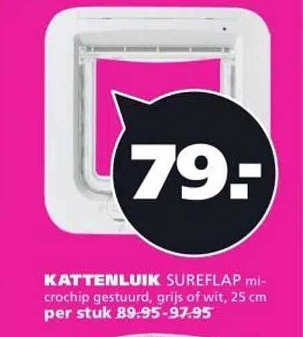 KATTENLUIK SUREFLAP mi- microchip gestuurd, grijs of wit, 25 cm per stuk 89,95-97,95