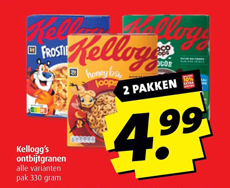 Kellogg's ontbijtgranen alle varianten pak 330 gram