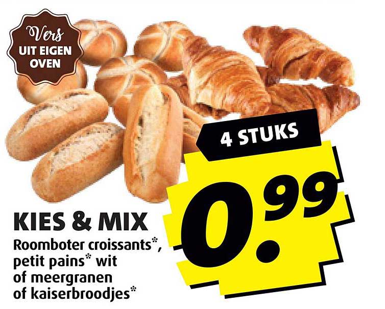 KIES & MIX Roomboter croissants*, petit pains* wit of meergranen of kaiserbroodjes*