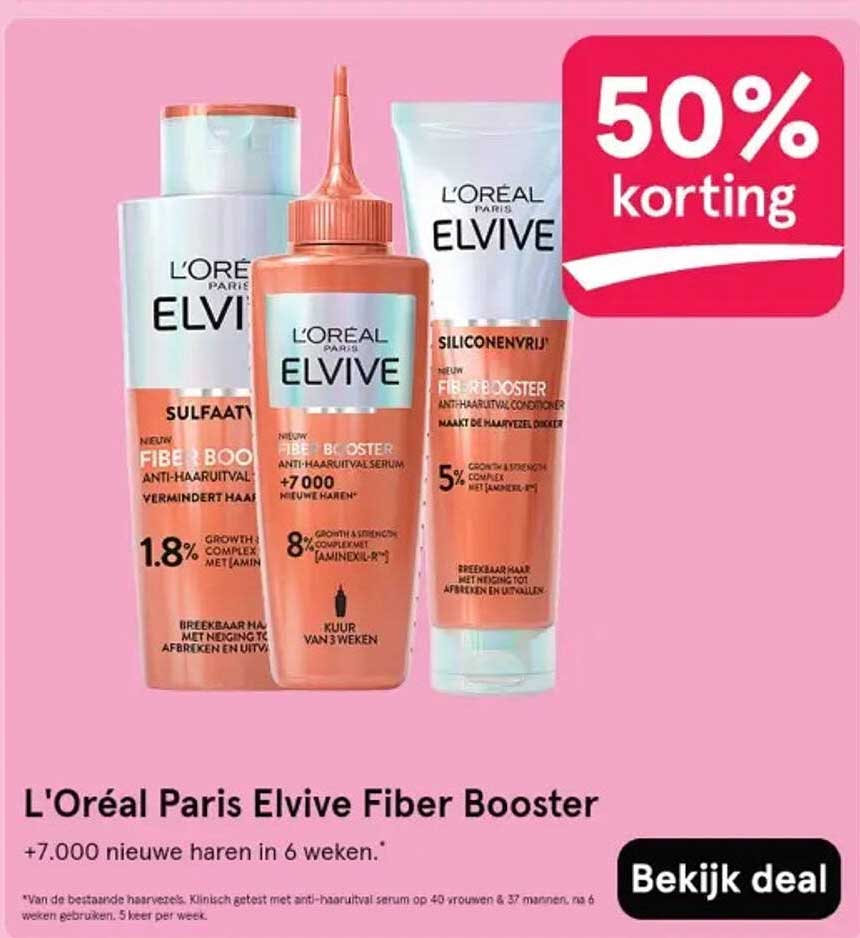 L'Oréal Paris Elvive Fiber Booster +7.000 nieuwe haren in 6 weken.