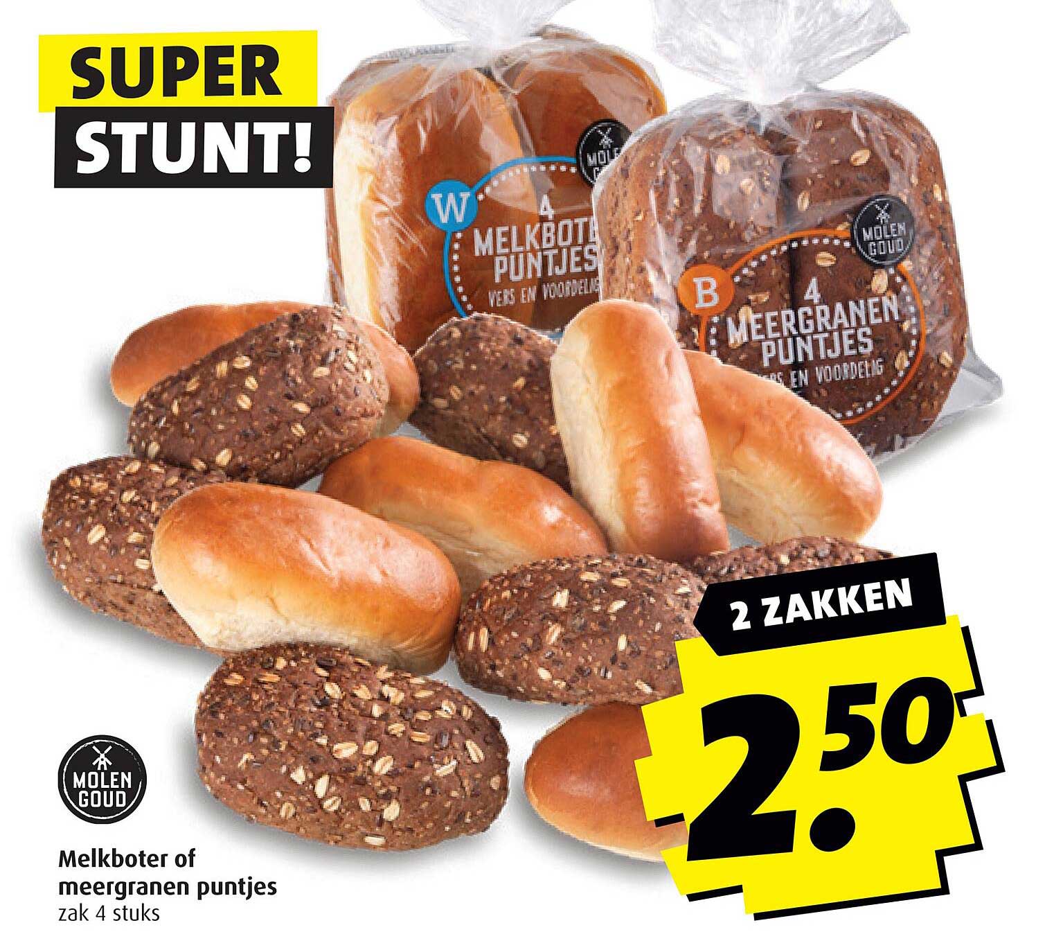 Melkboter of meergranen puntjes zak 4 stuks