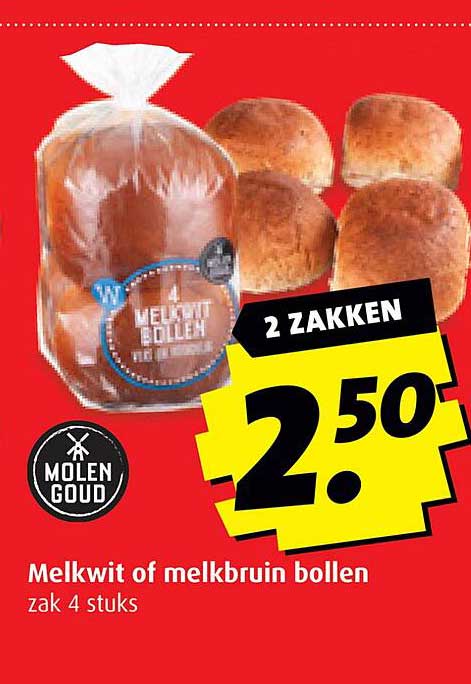 Melkwit of melkbrown bollen zak 4 stuks