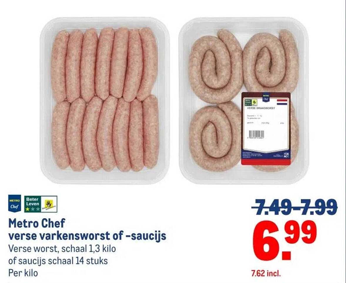 Metro Chef verse varkensworst of -saucijs