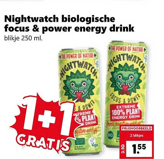 Nightwatch biologische focus & power energy drink