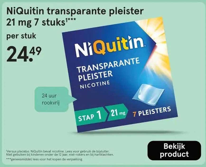 NiQuitin transparante pleister 21 mg 7 stuks
