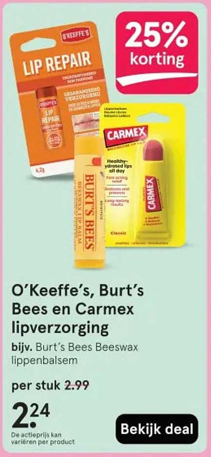 O’Keeffe’s, Burt’s Bees en Carmex lipverzorging