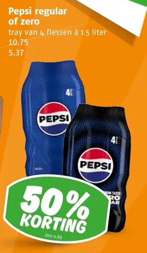 Pepsi regular of zero tray van 4 flessen à 1.5 liter