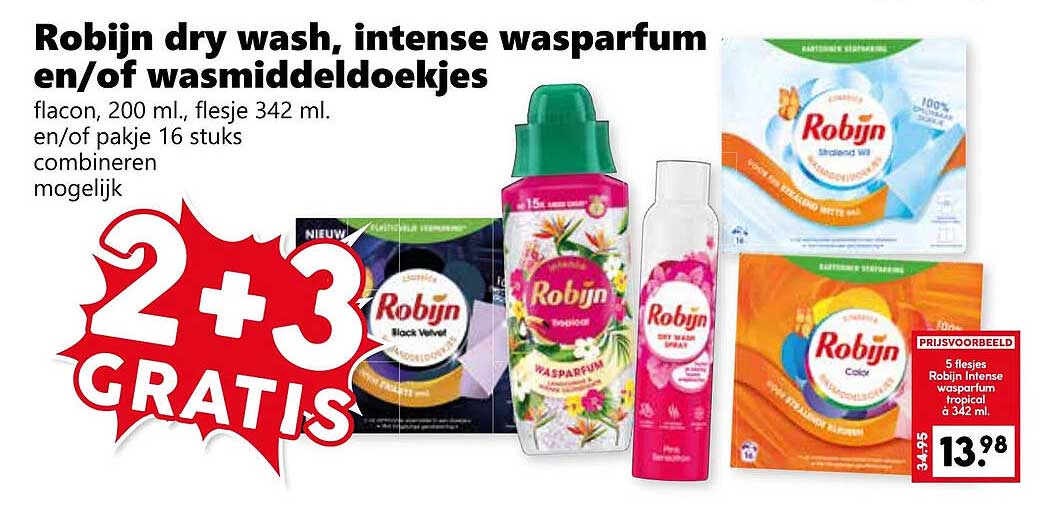 Robijn dry wash, intense wasparfum en/of wasmiddeldoekjes