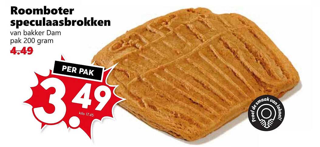 Roomboter speculaasbrokken van bakker Dam pak 200 gram