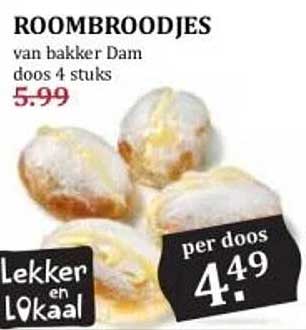 ROOMBROODJES van bakker Dam doos 4 stuks