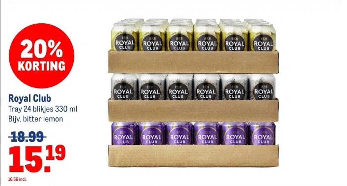 Royal Club Tray 24 blikjes 330 ml Bijv. bitter lemon