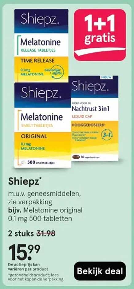 Shiepz Melatonine original 0,1 mg 500 tabletten