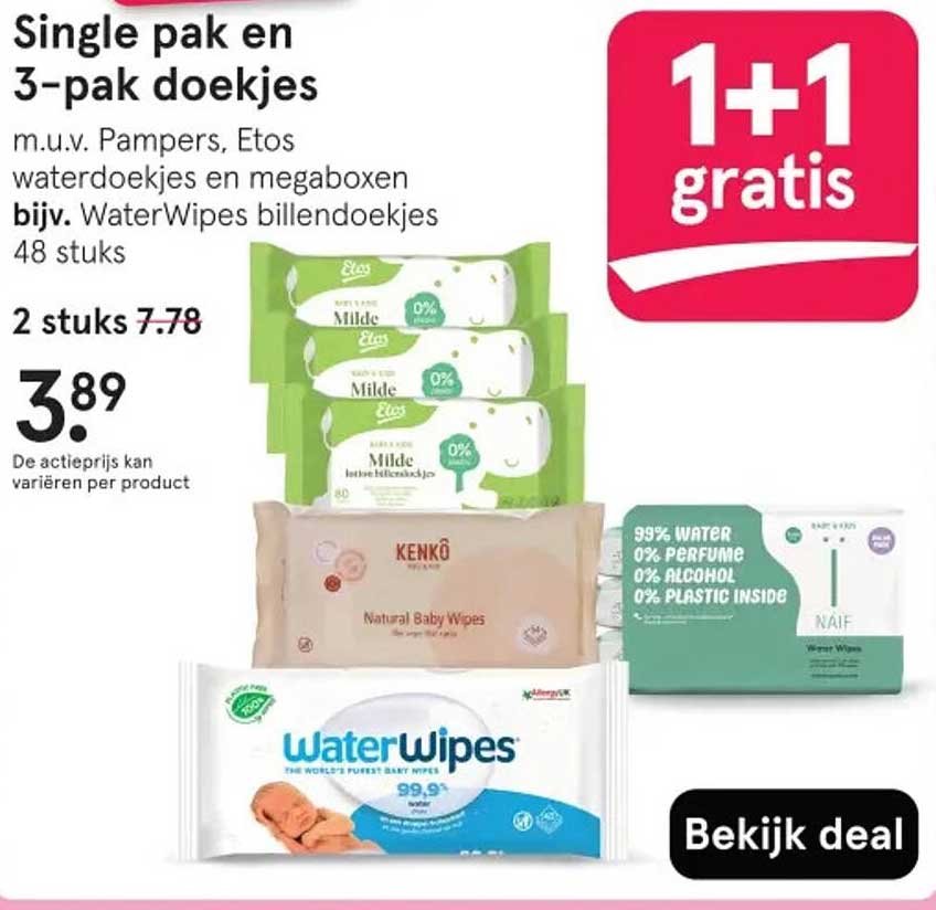 Single pak en 3-pak doekjes