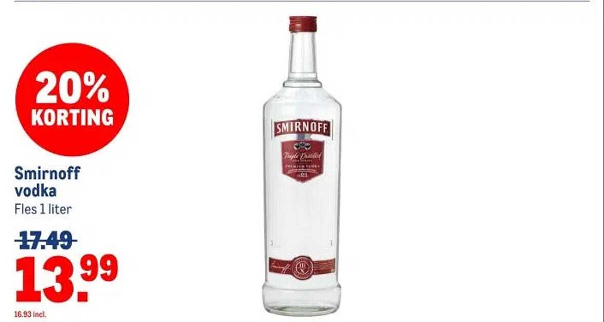 Smirnoff vodka Fles 1 liter