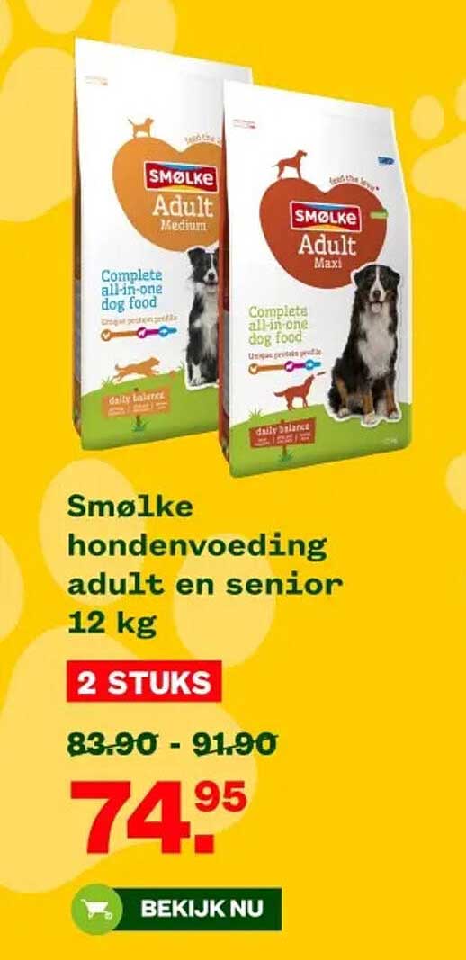 Smølke hondenvoeding adult en senior 12 kg