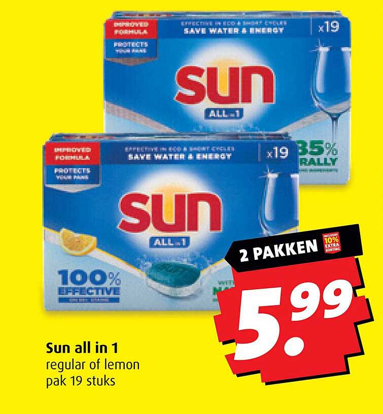 Sun all in 1 regular of lemon pak 19 stuks