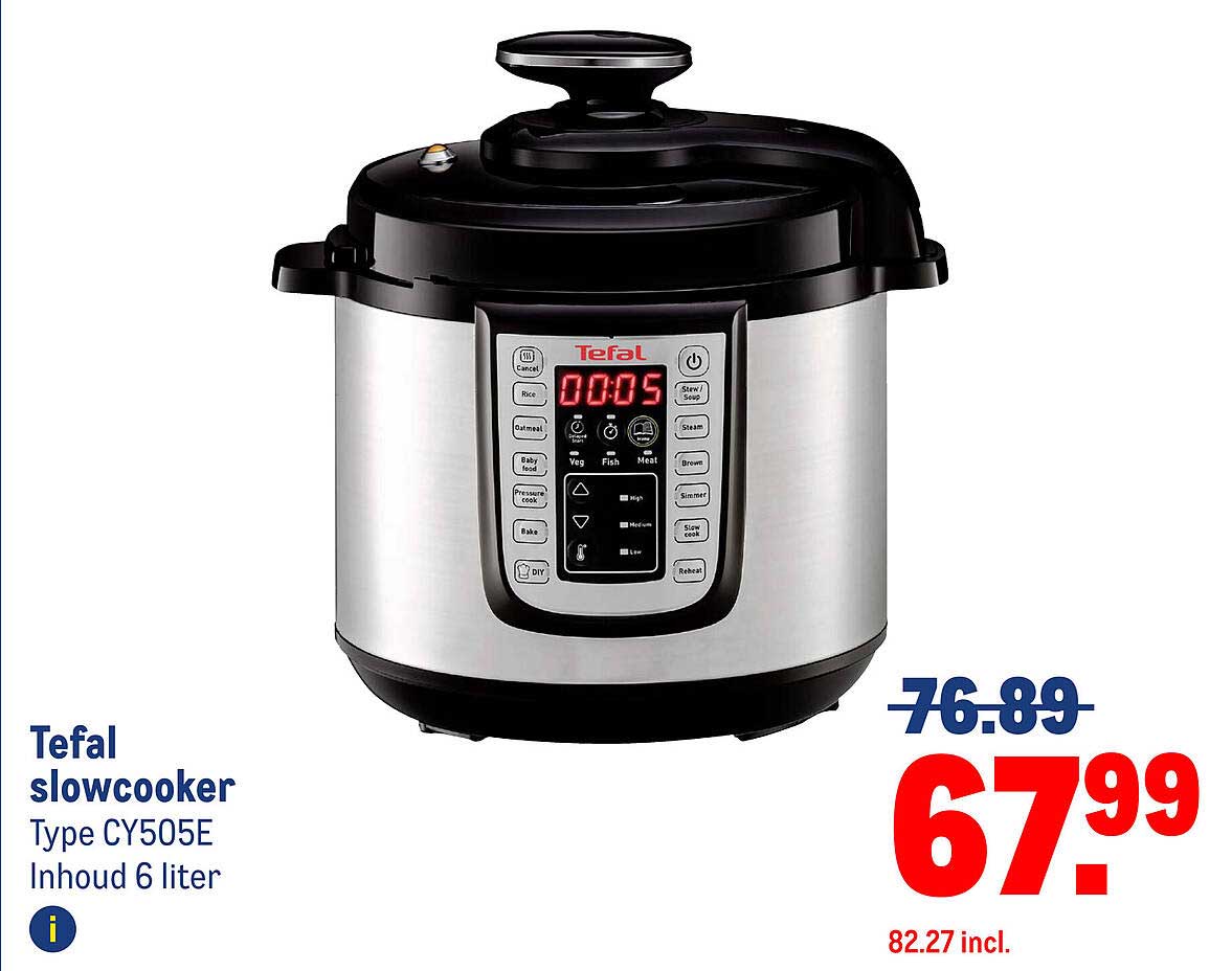 Tefal slowcooker Type CY505E Inhoud 6 liter