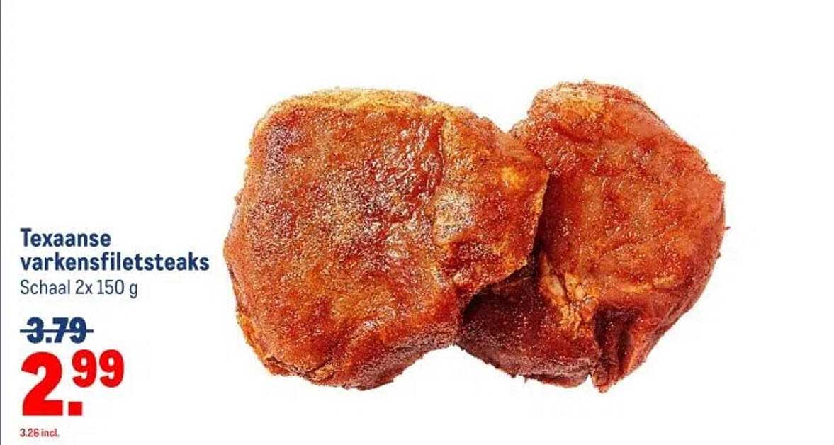 Texaanse varkensfiletsteaks Schaal 2x 150 g