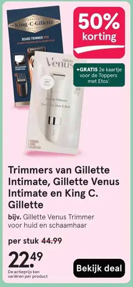 Trimmers van Gillette Intimate, Gillette Venus Intimate en King C. Gillette