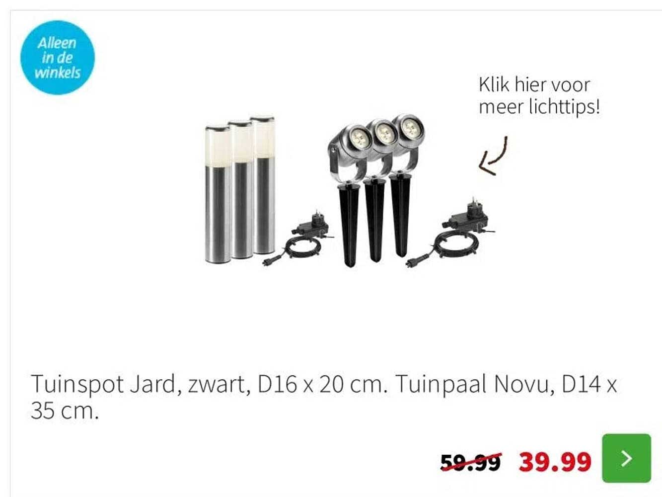 Tuinstel Jard, zwart, D16 x 20 cm. Tuinpaal Novu, D14 x 35 cm.