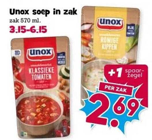 Unox soep in zak