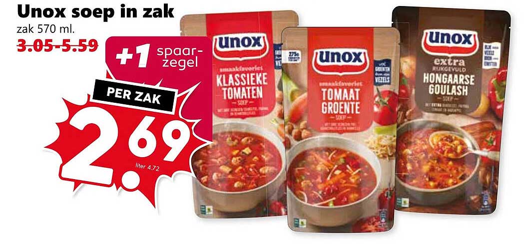 Unox soep in zak