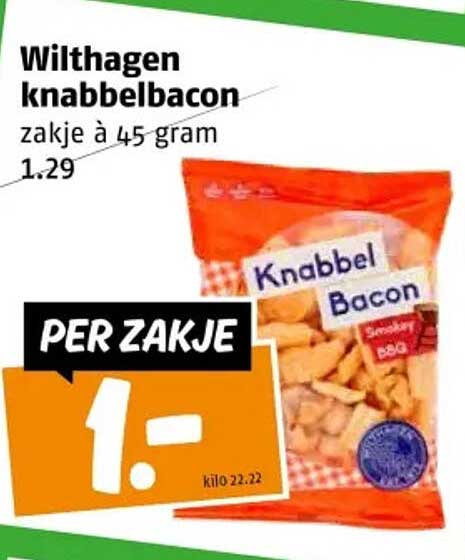 Wilthagen knabbelbacon zakje à 45 gram