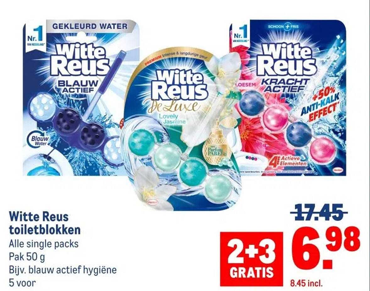 Witte Reus toiletblokken Alle single packs Pak 50 g