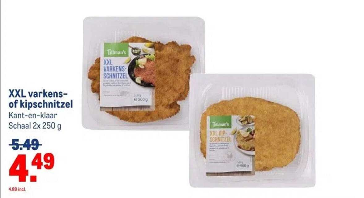 XXL varkens- of kipschnitzel