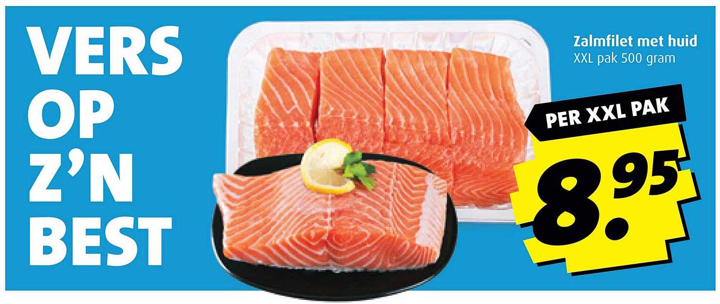 Zalmfilet met huid XXL pak 500 gram