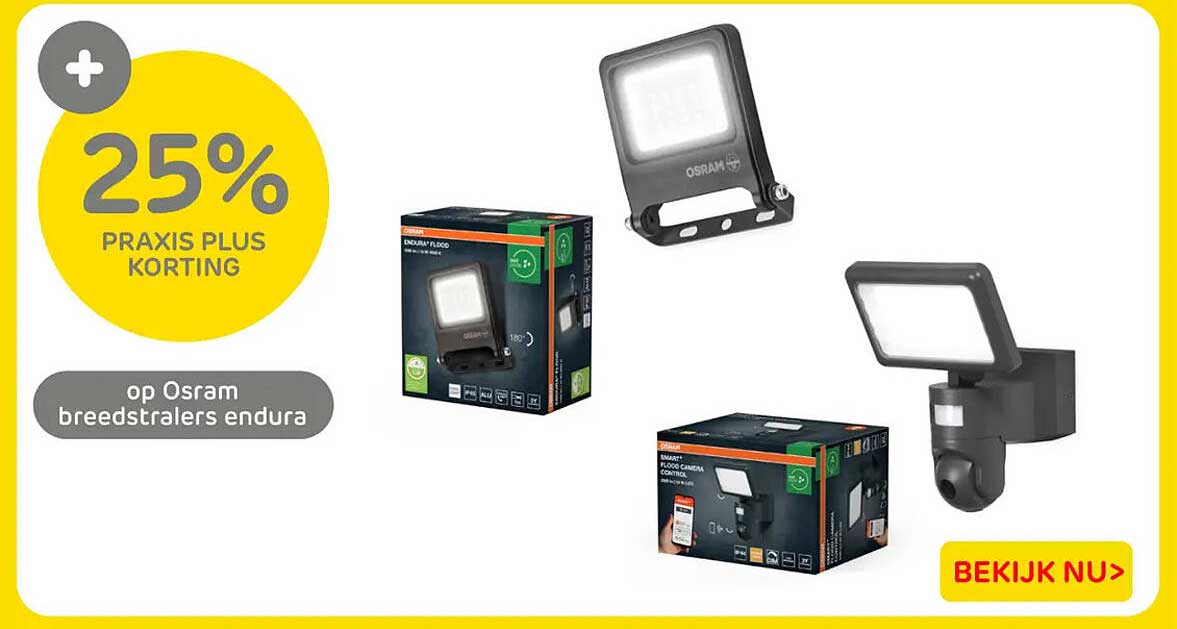 25% Praxis Plus korting op Osram breedstralers endura