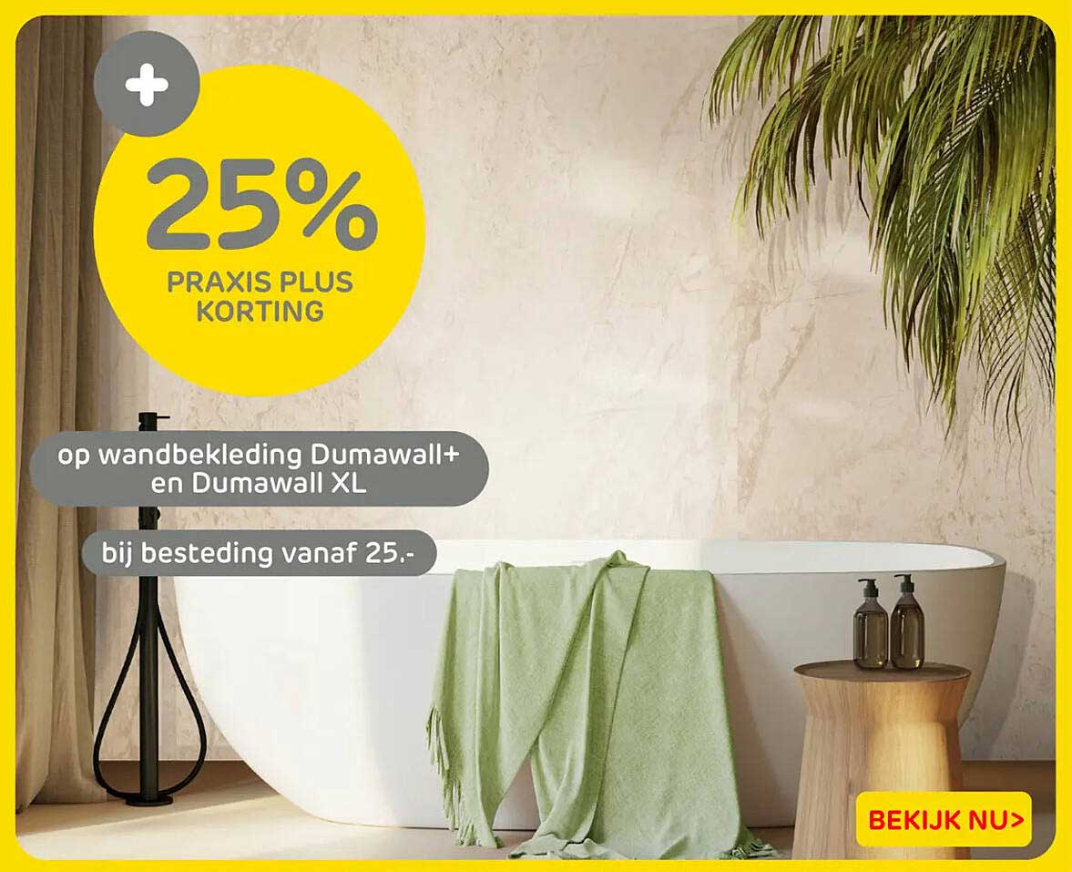 25% Praxis Plus korting op wandbekleding Dumawall+ en Dumawall XL bij besteding vanaf 25.-