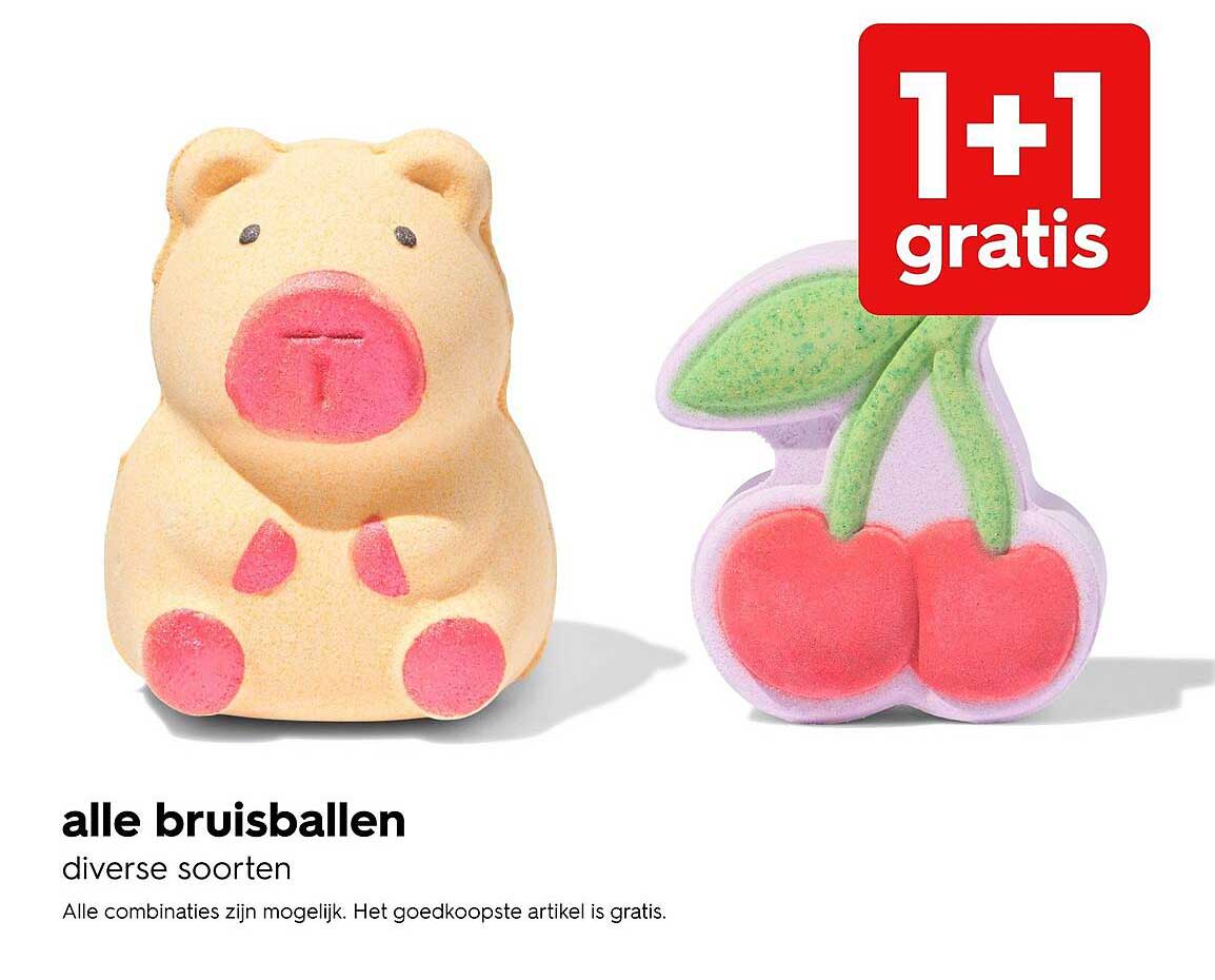 alle bruisballen diverse soorten 1+1 gratis