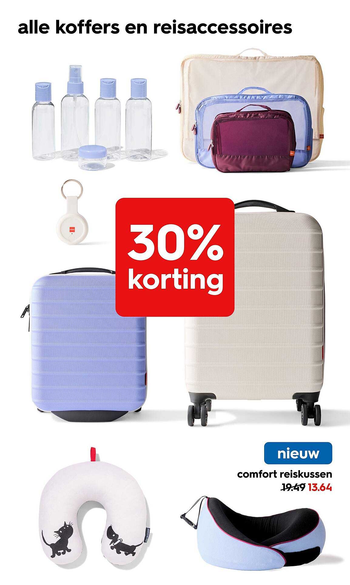 alle koffers en reisaccessoires 30% korting