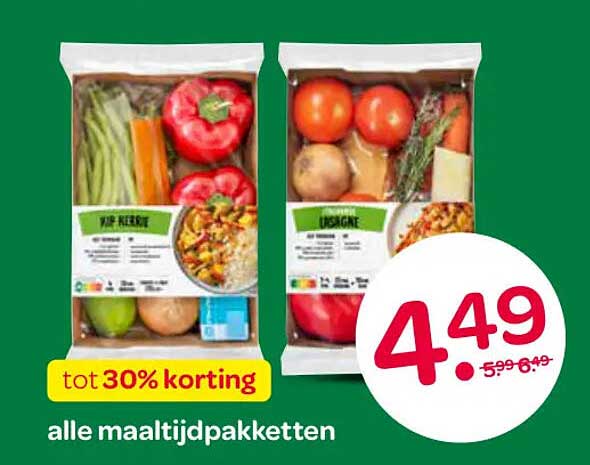alle maaltijdpakketten tot 30% korting