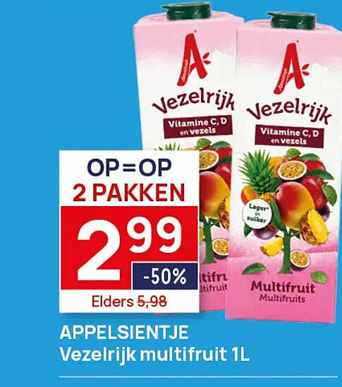 APPELSIENTJE Vezelrijk multifruit 1L